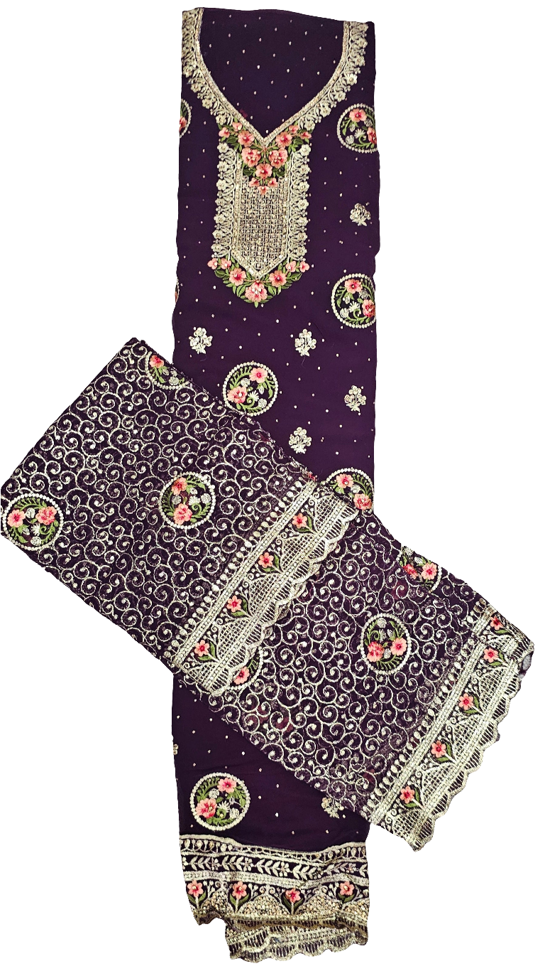Purple Semi Stiched Material