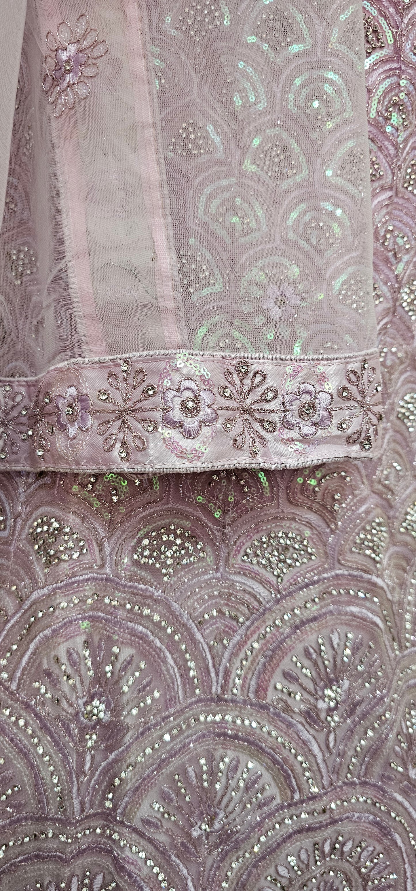 Purple Bhumi Net Semi Stitched Lehenga Choli With Dupatta