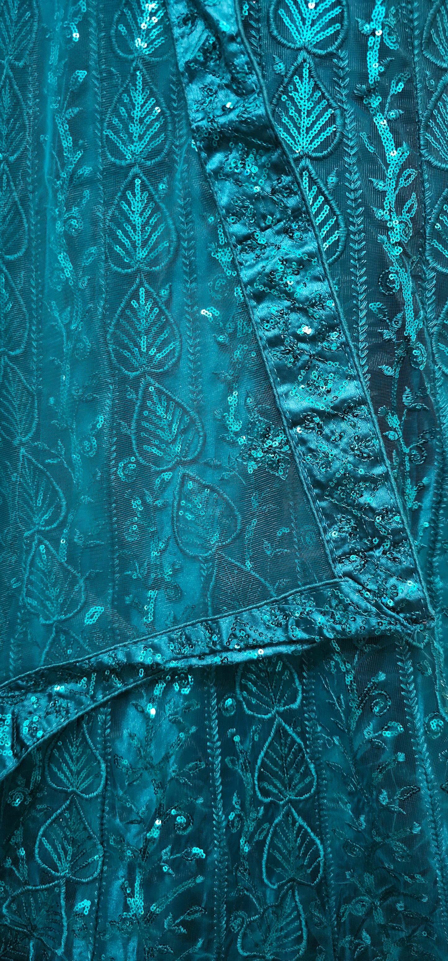 Teal Shourya Net Semi Stitched Lehenga Choli With Dupatta