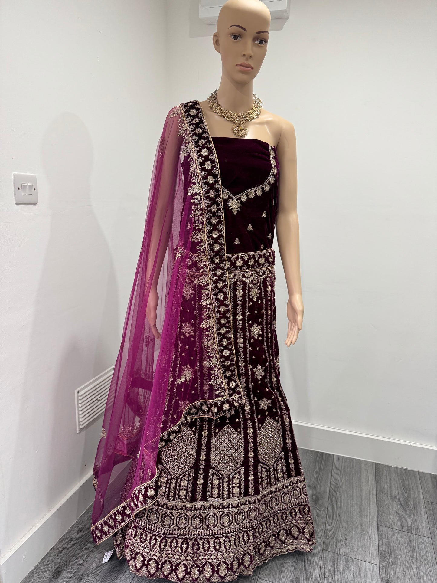 Sangeet Sandhya Velvet Semi Stitched Lehenga Choli With Dupatta