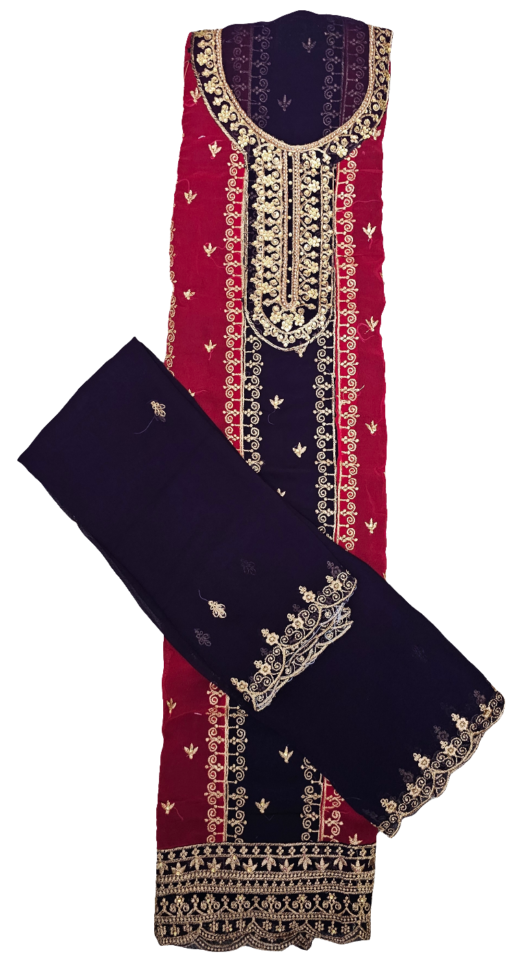 Red Purple Aditi Three Piece Suit 