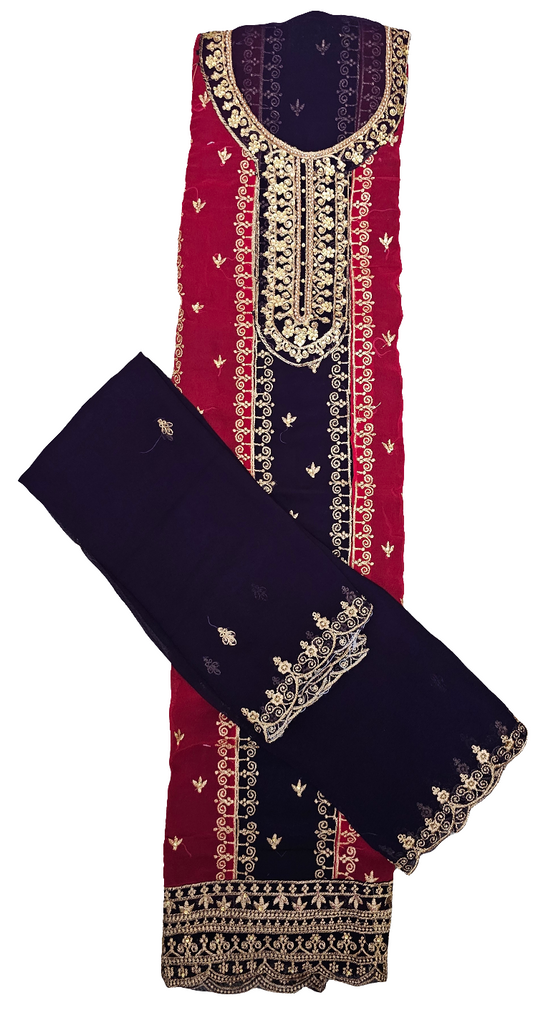 Red Purple Aditi Three Piece Suit 