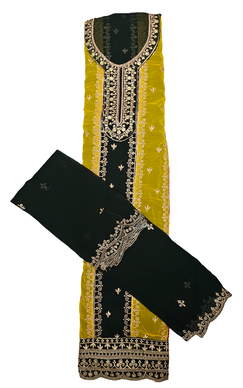Yellow Mehndi Aditi Three Piece Suit 