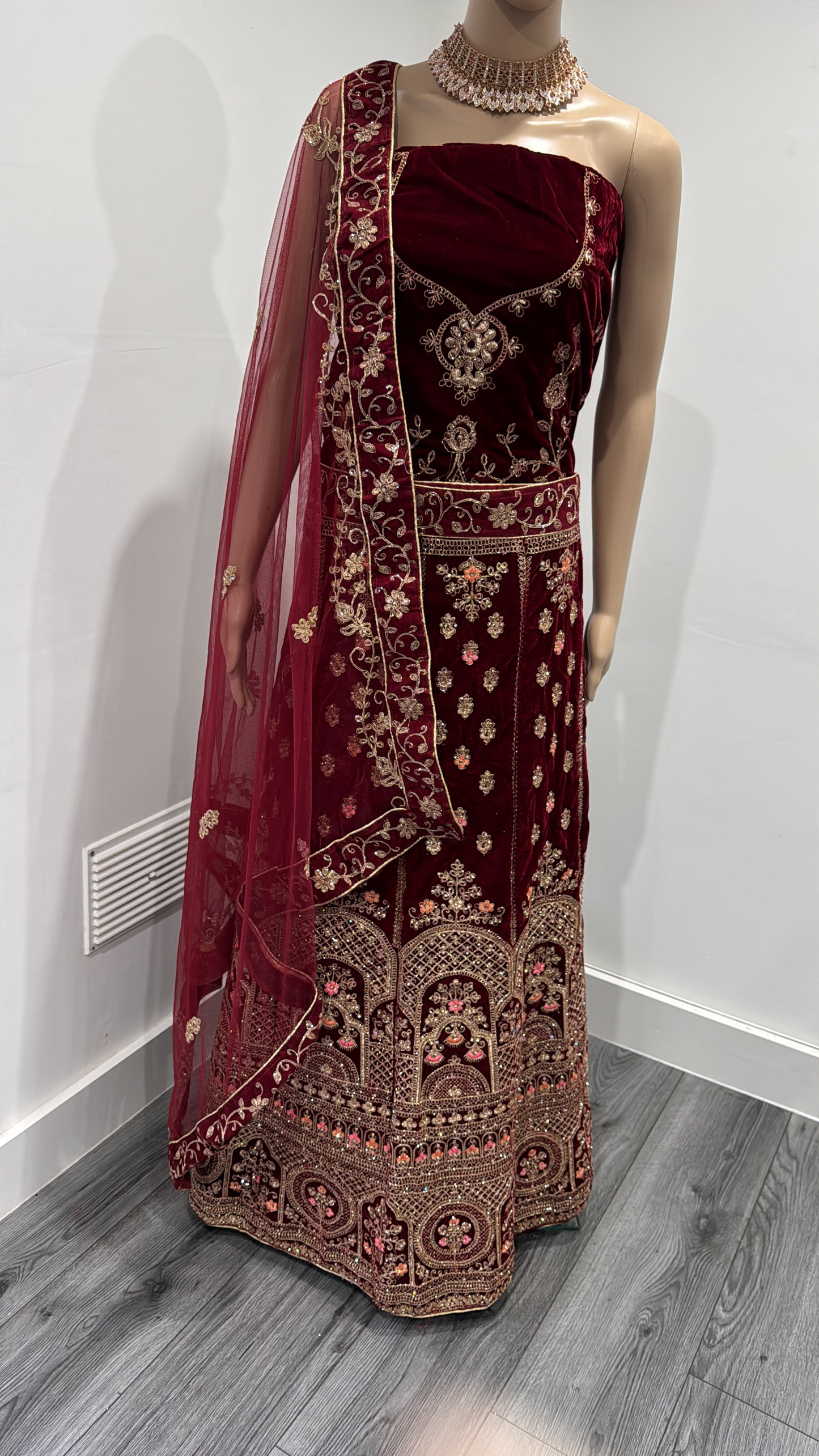 Chandramukhi Velvet Semi Stitched Lehenga Choli With Dupatta