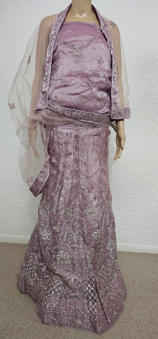 Lavender Shraddha Jimmy Choo Semi Stitched Lehenga Choli With Dupatta