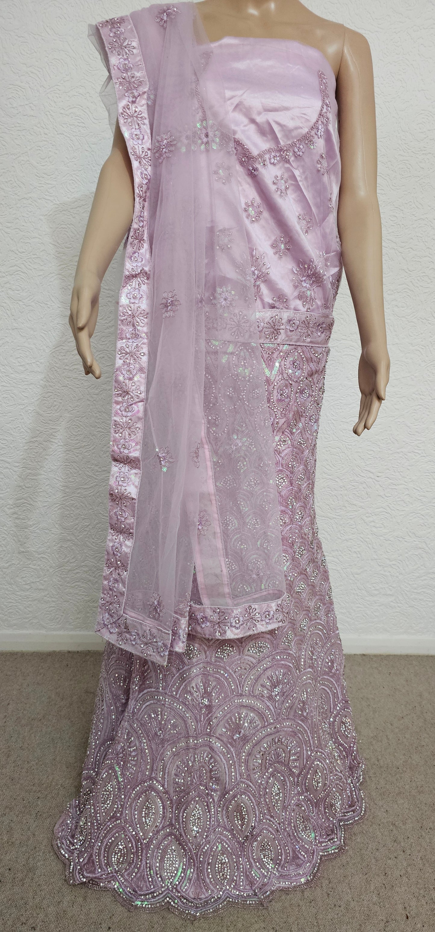 Purple Bhumi Net Semi Stitched Lehenga Choli  With Dupatta