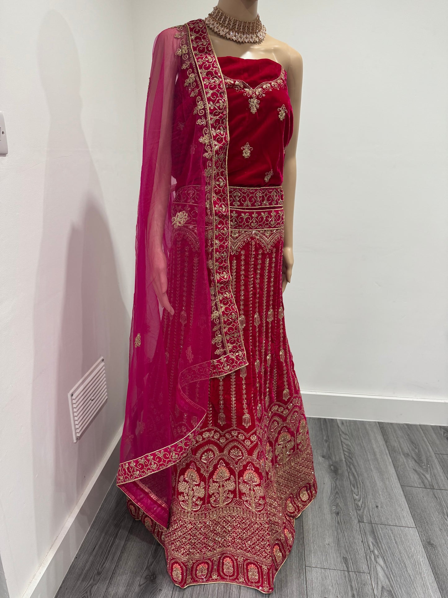Subh Kari Velvet Semi Stitched Lehenga Choli With Dupatta