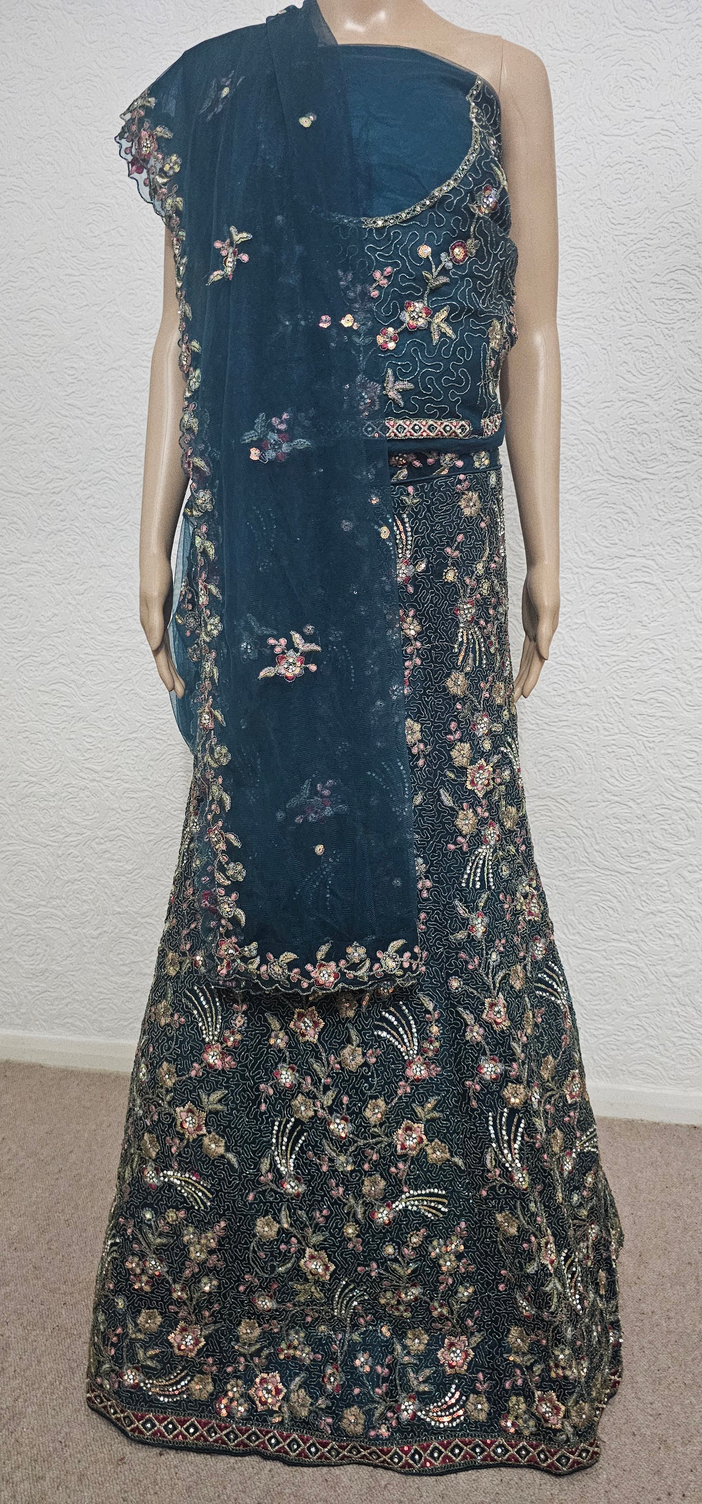 Rama Kia Net Semi Stitched Lehenga Choli  With Dupatta