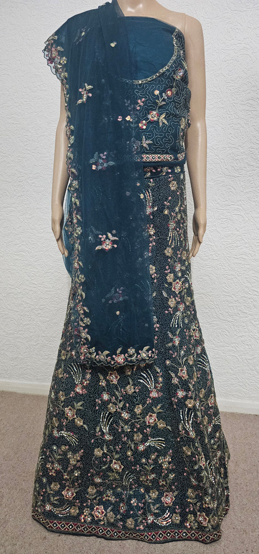 Rama Kia Net Semi Stitched Lehenga Choli  With Dupatta