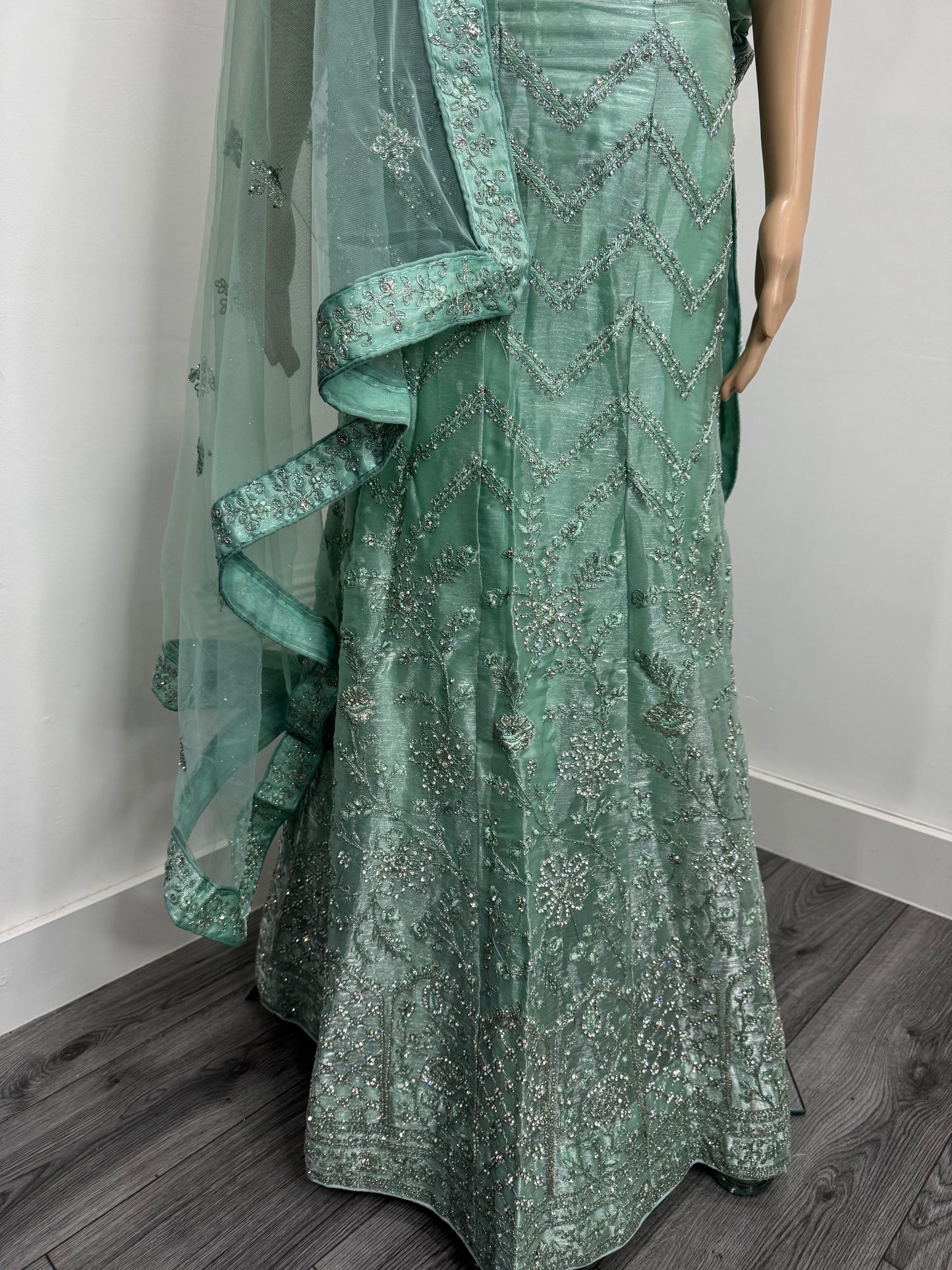 Pista Green Shraddha Jimmy Choo Semi Stitched Lehenga Choli With Dupatta