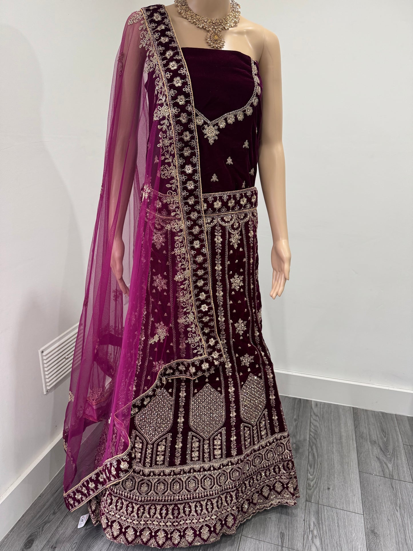 Sangeet Sandhya Velvet Semi Stitched Lehenga Choli  With Dupatta