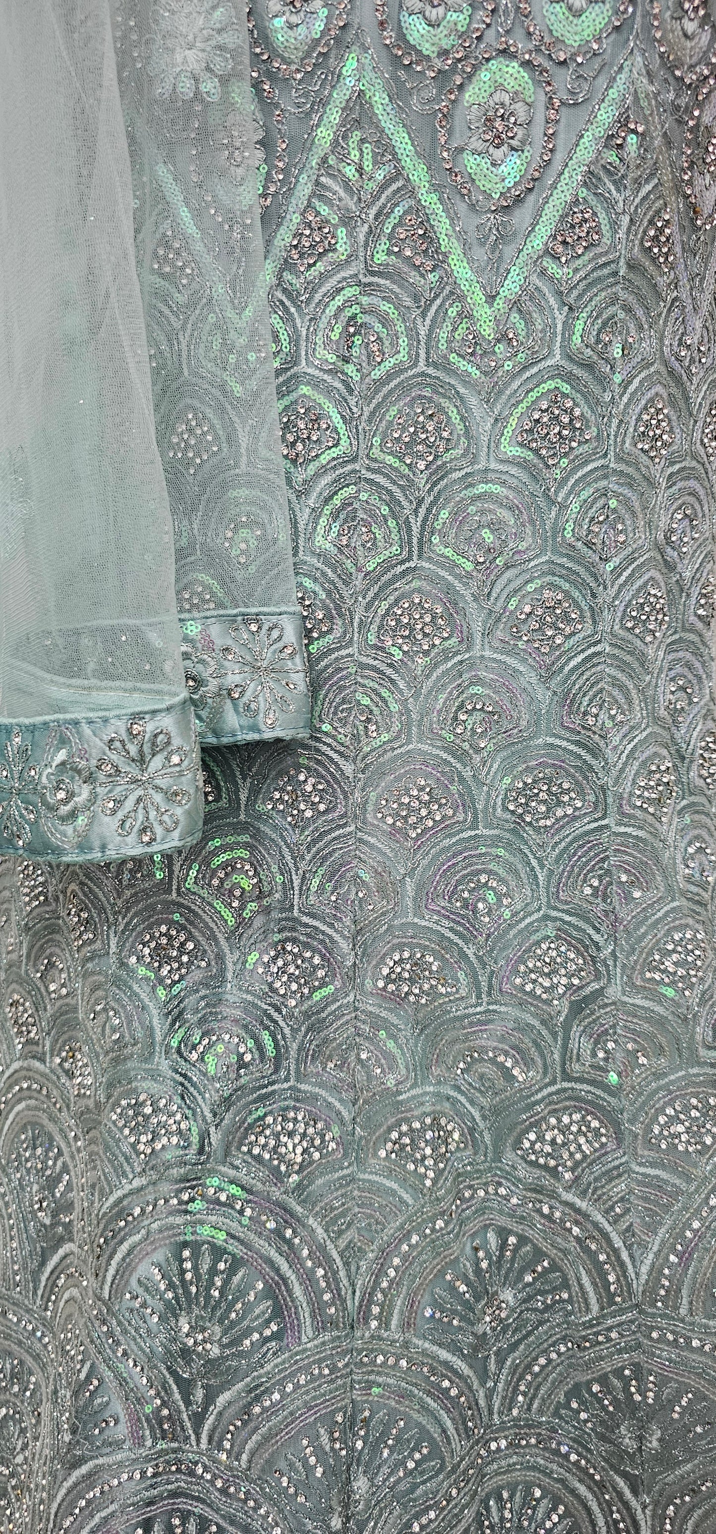 Mint Green Bhumi Net Semi Stitched Lehenga Choli With Dupatta