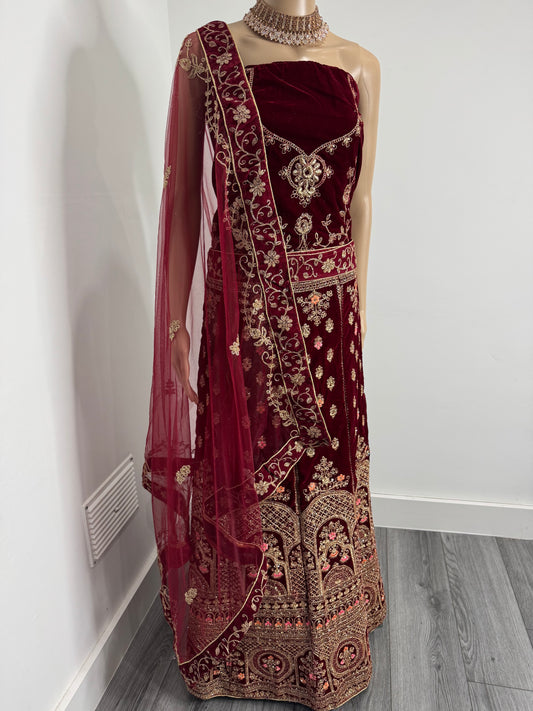 Chandramukhi Velvet Semi Stitched Lehenga Choli With Dupatta