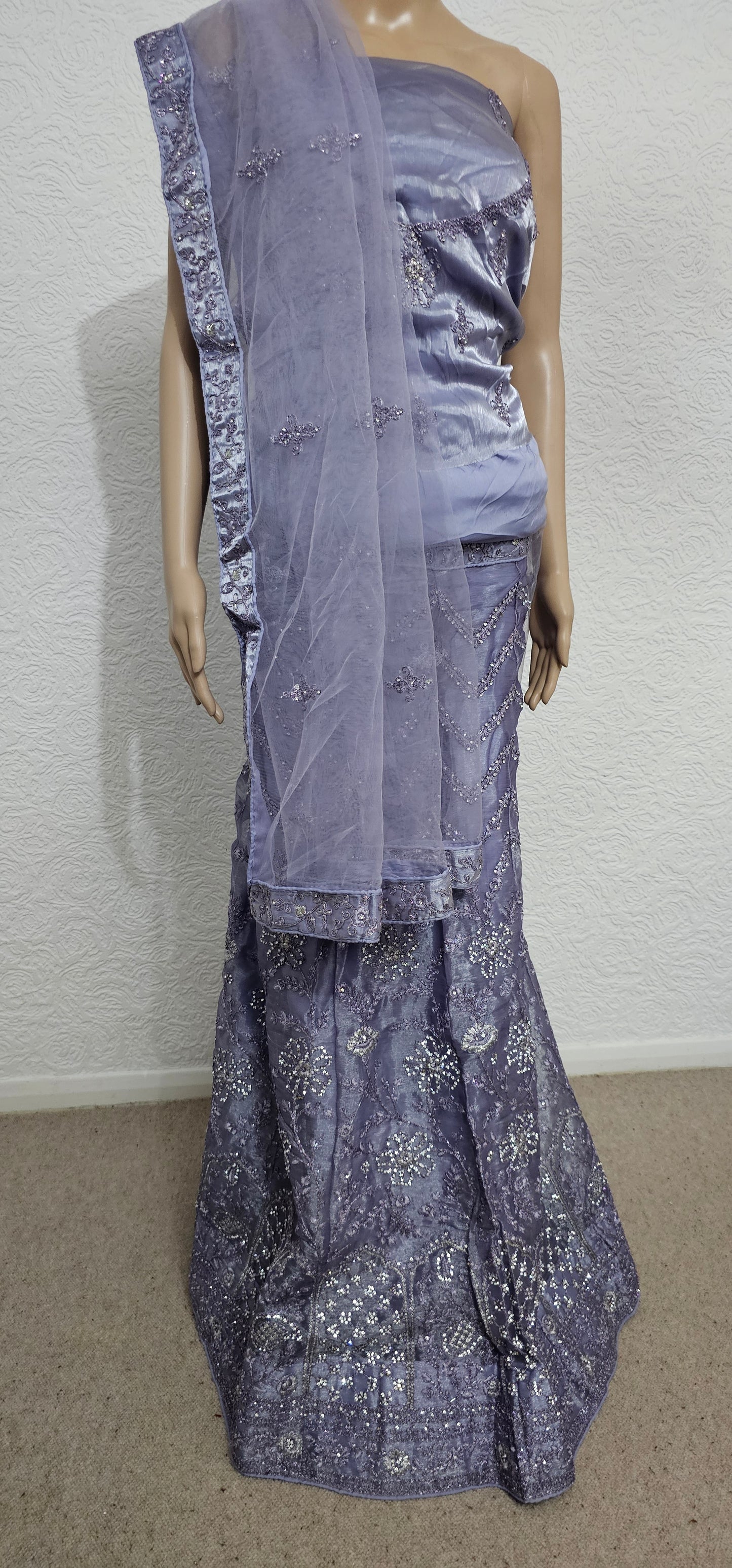 Lilac Shraddha Jimmy Choo Semi Stitched Lehenga Choli With Dupatta