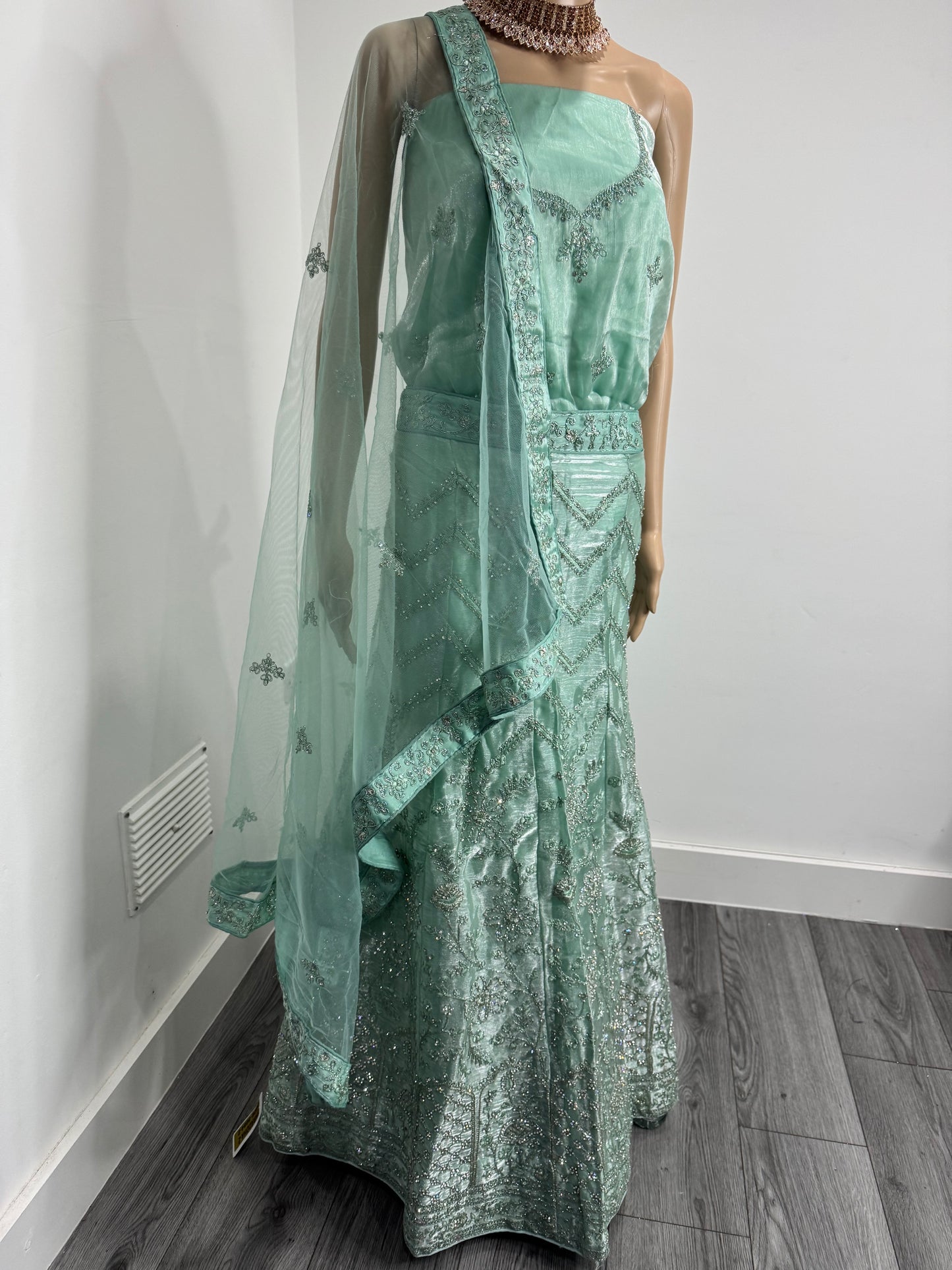 Pista Green Shraddha Jimmy Choo Semi Stitched Lehenga Choli With Dupatta